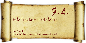 Fürster Lotár névjegykártya